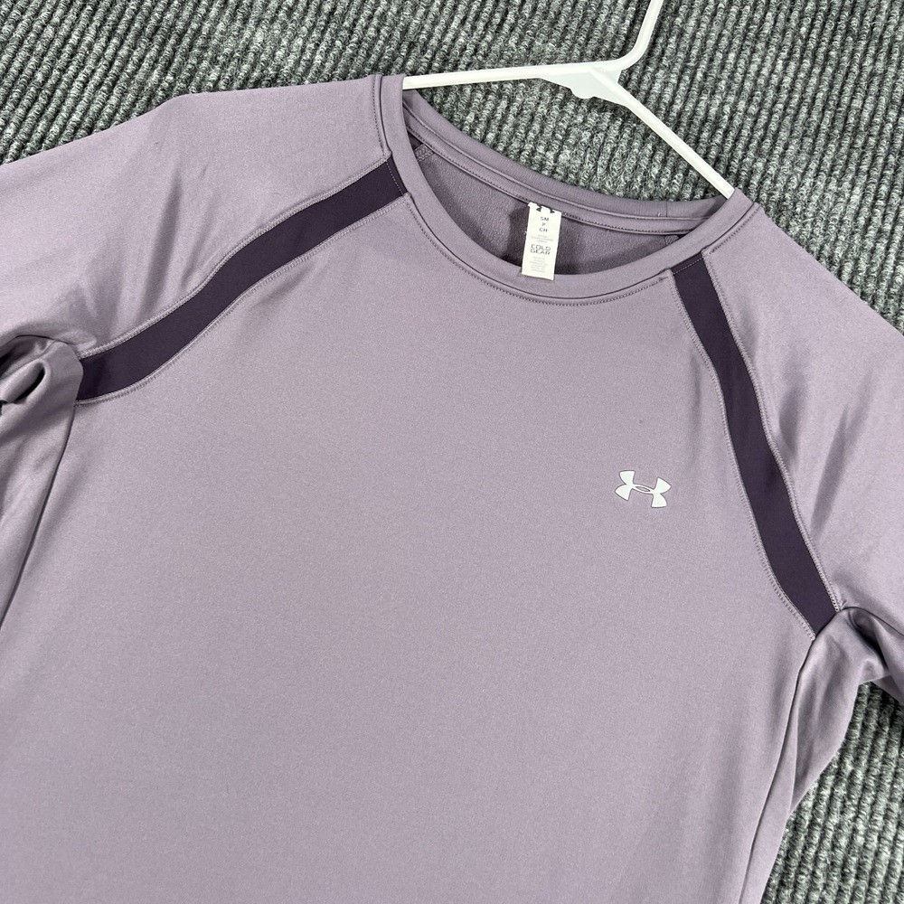 Under Armour Shirt Womens Small Purple Long Sleeve Cold Gear Active Workout Gym